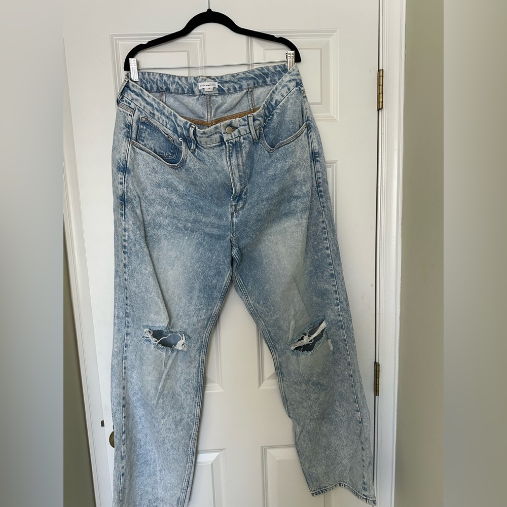 Good American Good 90’s Ripped High Waist Relaxed Jeans - Size 15
